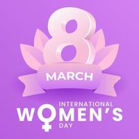 journée internationale de la femme avec fond violet. 3d 8 mars. vecteur