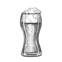 verre de pub standard dessiné avec vecteur de bière en mousse
