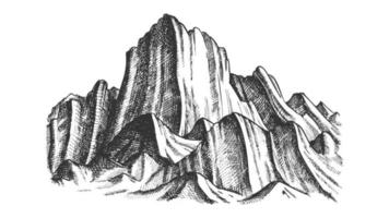 pic de vecteur monochrome de paysage de montagnes rocheuses