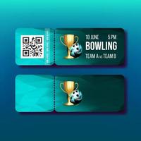 billet avec coupon détachable sur le vecteur de bowling