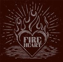 Coeur de Flaming Vector dessinés à la main