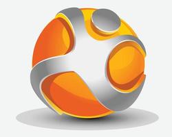 conception de logo 3d réaliste balle cercle jeu détaillé moderne vecteur