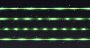 lignes vertes avec des reflets et des étincelles isolés sur fond transparent. vecteur