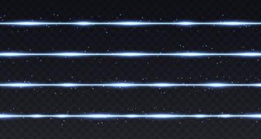lignes bleues avec reflets et étincelles isolés sur fond transparent. vecteur