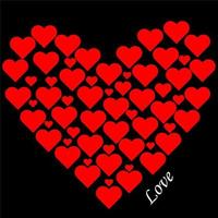 une forme de coeur contient un petit coeur rouge avec du texte amour sur fond noir vecteur