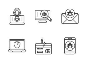 jeu d'icônes vectorielles de cyberattaque vecteur