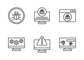 jeu d'icônes vectorielles de cyberattaque vecteur