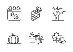 jeu d'icônes vectorielles nature automne vecteur