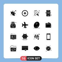 pack de 16 signes et symboles de glyphes solides modernes pour les supports d'impression Web tels que le nouvel an invite étoile invitation dessin éléments de conception vectoriels modifiables vecteur