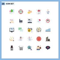 ensemble moderne de 25 couleurs et symboles plats tels que la protection des produits de sécurité parapluie emoji éléments de conception vectoriels modifiables vecteur