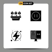 interface utilisateur pack de 4 glyphes solides de base d'éléments de conception vectoriels modifiables d'énergie moderne de printemps écologique de fleur vecteur