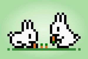 Lapin 8 bits pixels. animaux pour les actifs de jeu et les motifs de point de croix dans les illustrations vectorielles. vecteur