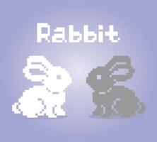 Lapin 8 bits pixels. animaux pour les actifs de jeu et les motifs de point de croix dans les illustrations vectorielles. vecteur