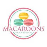 modèle de logo vectoriel de macarons pour boulangerie, pâtisserie, isolé sur fond blanc