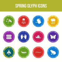 jeu d'icônes de glyphe de vecteur de printemps unique