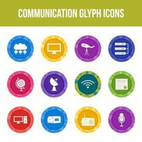 jeu d'icônes de glyphe de vecteur de communication unique