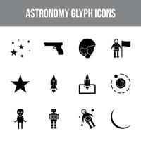 jeu d'icônes de glyphe de vecteur d'astronomie unique