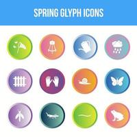jeu d'icônes de glyphe de vecteur de printemps unique