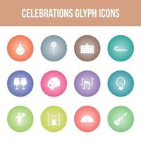 jeu d'icônes de glyphe de vecteur de célébration unique
