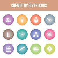 jeu d'icônes de glyphe de vecteur de chimie unique