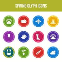 jeu d'icônes de glyphe de vecteur de printemps unique