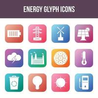jeu d'icônes de glyphe de vecteur d'énergie unique