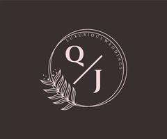 qj initiales lettre modèle de logos de monogramme de mariage, modèles minimalistes et floraux modernes dessinés à la main pour cartes d'invitation, réservez la date, identité élégante. vecteur