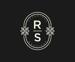 modèle de logos de monogramme de mariage lettre initiales rs, modèles minimalistes et floraux modernes dessinés à la main pour cartes d'invitation, réservez la date, identité élégante. vecteur