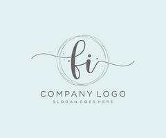 logo féminin fi initial. utilisable pour les logos nature, salon, spa, cosmétique et beauté. élément de modèle de conception de logo vectoriel plat.