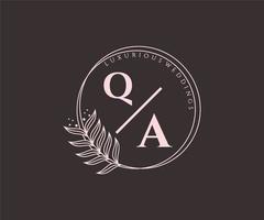 qa initiales lettre modèle de logos de monogramme de mariage, modèles minimalistes et floraux modernes dessinés à la main pour cartes d'invitation, réservez la date, identité élégante. vecteur