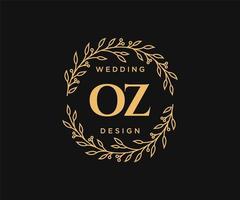 collection de logos de monogramme de mariage lettre initiales oz, modèles minimalistes et floraux modernes dessinés à la main pour cartes d'invitation, réservez la date, identité élégante pour restaurant, boutique, café en image vectorielle vecteur