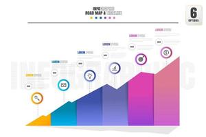 modèle de conception d'infographie de chronologie avec 6 options, diagramme de processus. vecteur