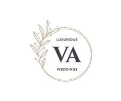 v initiales lettre modèle de logos de monogramme de mariage, modèles minimalistes et floraux modernes dessinés à la main pour cartes d'invitation, réservez la date, identité élégante. vecteur