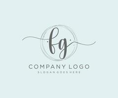 logo féminin fg initial. utilisable pour les logos nature, salon, spa, cosmétique et beauté. élément de modèle de conception de logo vectoriel plat.