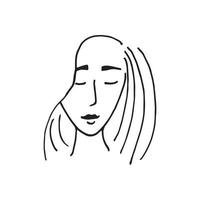 Doodle beau visage de femme. journée internationale de la femme. illustration vectorielle pour carte, affiche, design moderne. notion de féminisme. vecteur