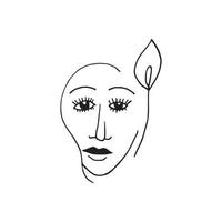 Doodle beau visage de femme. journée internationale de la femme. illustration vectorielle pour carte, affiche, design moderne. notion de féminisme. vecteur