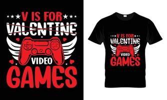 v est pour les jeux vidéo de la saint valentin vecteur