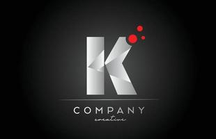 icône noire du logo de la lettre de l'alphabet k avec un point rouge. conception adaptée à une entreprise ou une entreprise vecteur
