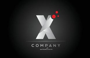 icône du logo noir x lettre alphabet avec point rouge. conception adaptée à une entreprise ou une entreprise vecteur