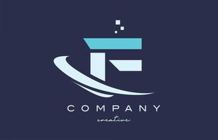 icône du logo lettre alphabet f bleu blanc avec swoosh. conception adaptée à une entreprise ou une entreprise vecteur