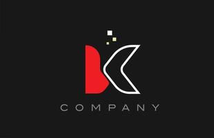 icône du logo de la lettre de l'alphabet k de la ligne rouge noire. modèle de conception créative pour les entreprises et les entreprises vecteur