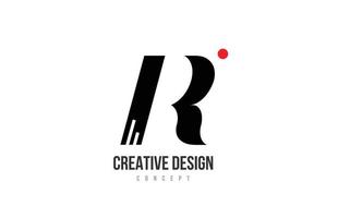 icône du logo lettre alphabet point rouge r. modèle créatif noir et blanc pour une entreprise ou une entreprise vecteur