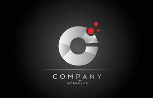 icône de logo de lettre alphabet c noir avec point rouge. conception adaptée à une entreprise ou une entreprise vecteur