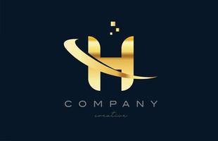 création d'icône de logo de lettre de l'alphabet h or doré. modèle créatif pour entreprise et entreprise avec swoosh vecteur