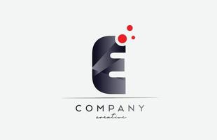 e icône du logo lettre alphabet avec couleur grise et point rouge. conception adaptée à une entreprise ou une entreprise vecteur