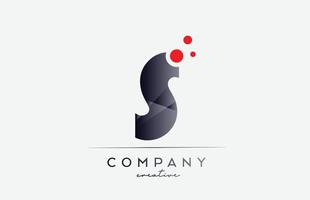 icône du logo lettre s alphabet avec couleur grise et point rouge. conception adaptée à une entreprise ou une entreprise vecteur