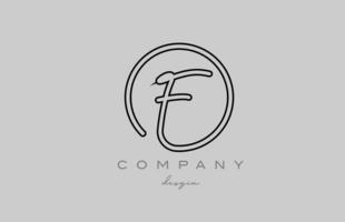 création d'icône de logo de lettre d'alphabet f noir et gris avec ligne. modèle manuscrit pour les entreprises et les entreprises vecteur