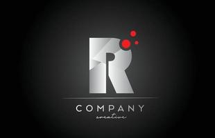 icône noire du logo de la lettre de l'alphabet r avec un point rouge. conception adaptée à une entreprise ou une entreprise vecteur