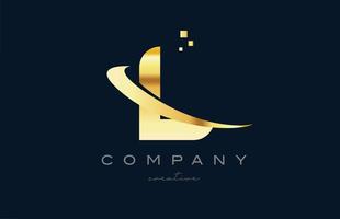 conception d'icône de logo de lettre d'alphabet de l'or d'or. modèle créatif pour entreprise et entreprise avec swoosh vecteur