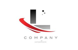 l'icône du logo de la lettre de l'alphabet avec swoosh rouge. conception adaptée à une entreprise ou une entreprise vecteur